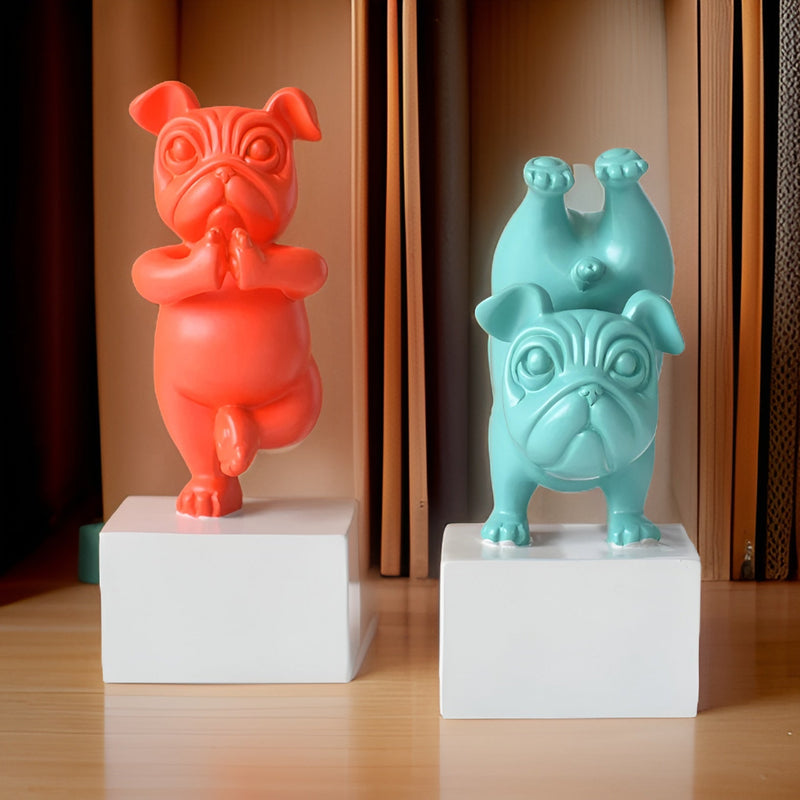 Yoga Paws - Abstract Yoga Bulldog Figure for Playful Households