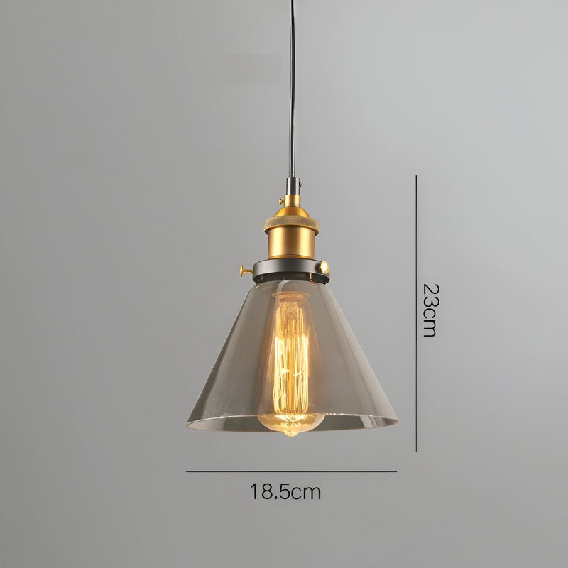 VintaLoft Pendant Light - Smoke Glass Pendant Light - Vintage Hanging Lamp