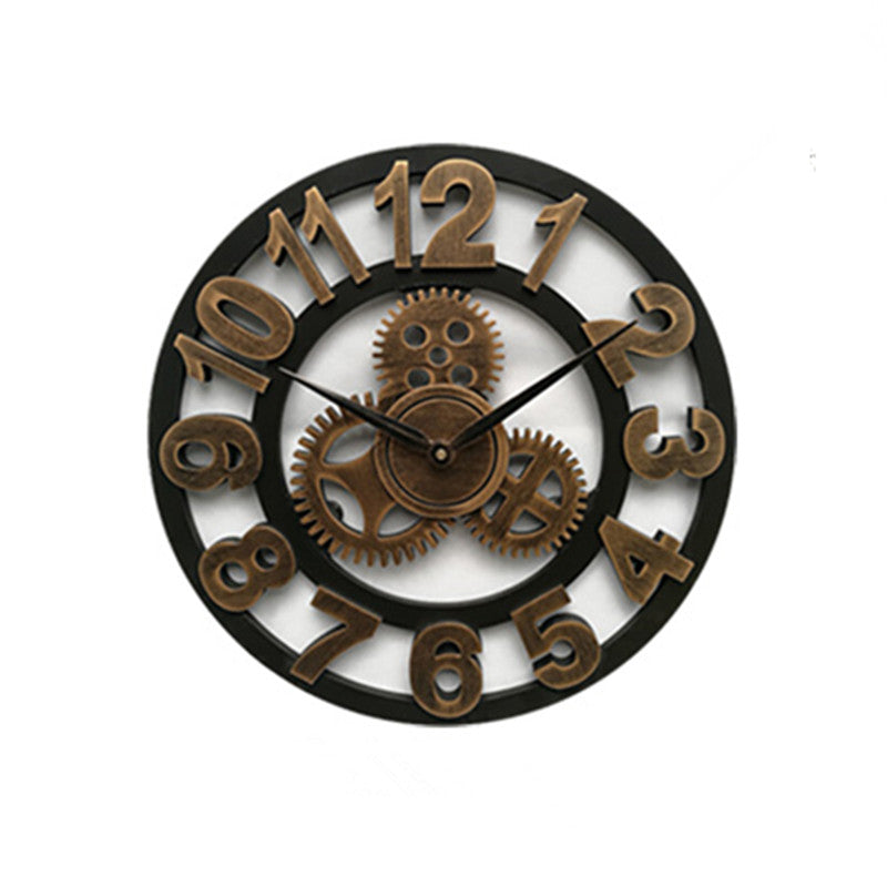 Retro Industrial Style Wall Clock - Vintage Wooden Wall Art for Home & Office Decor