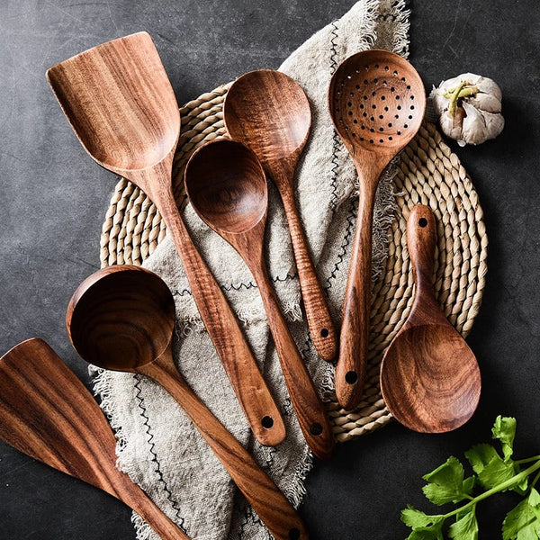 Eco-Friendly 8-Piece Acacia Wood Cooking Set – Durable & Stylish Kitchen Utensils