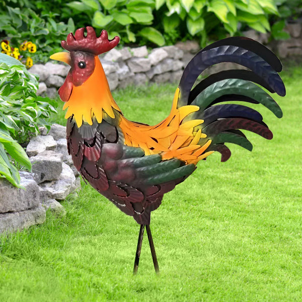 RoosterCraft Durable Metal Rooster Sculpture – Weather-Resistant Farm Decor for Outdoor Spaces