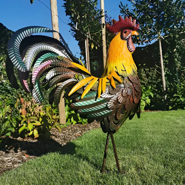 RoosterCraft Durable Metal Rooster Sculpture – Weather-Resistant Farm Decor for Outdoor Spaces