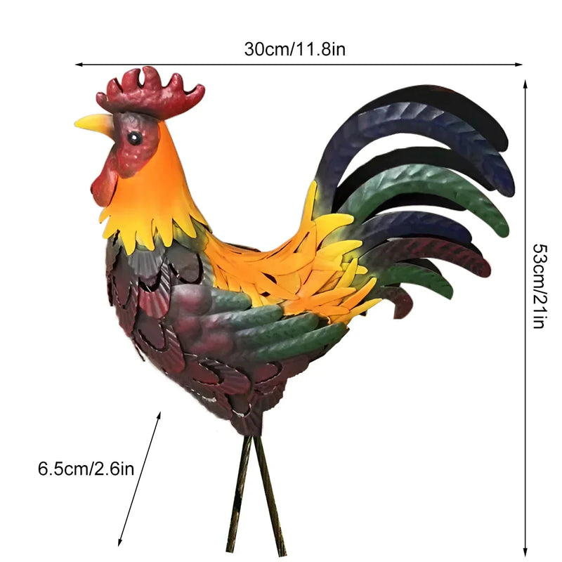 RoosterCraft Durable Metal Rooster Sculpture – Weather-Resistant Farm Decor for Outdoor Spaces