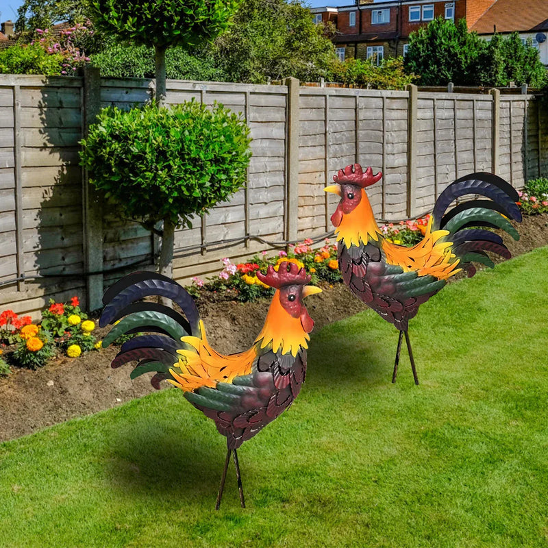 RoosterCraft Durable Metal Rooster Sculpture – Weather-Resistant Farm Decor for Outdoor Spaces