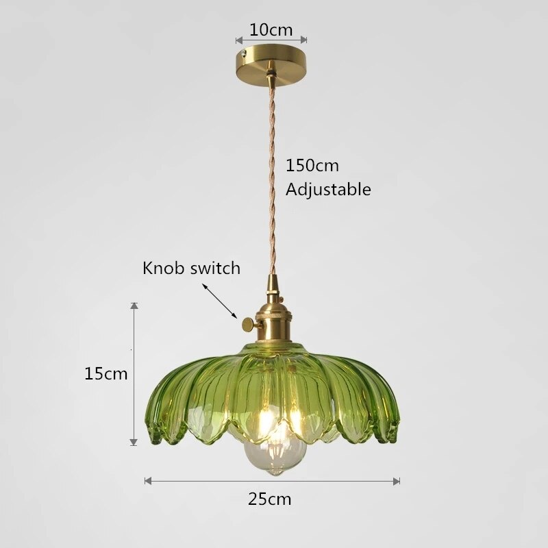 Retro Vintage Industrial Glass Lotus Flower Pendant Light