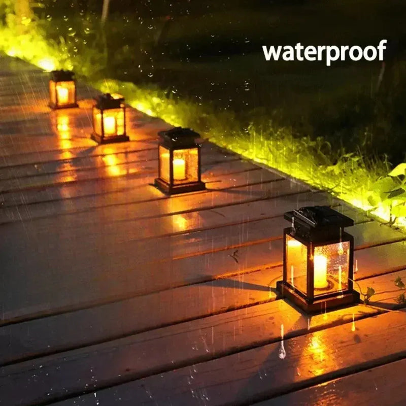 Garden Lantern - Solar Lamp - Retro - Flickering Candle - Waterproof - For Outdoors