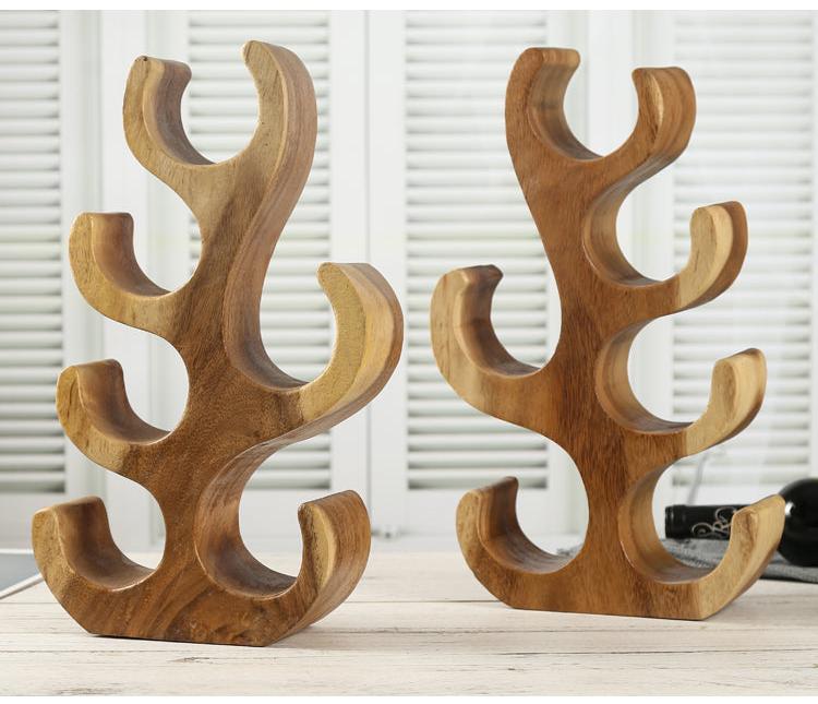 Miravique Trees Wood Table Wine Rack - Stylish Bottle Holder for 6 Wines