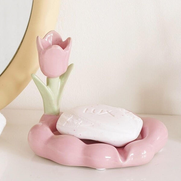 Spring Floral Soap Dish Bathroom Decor