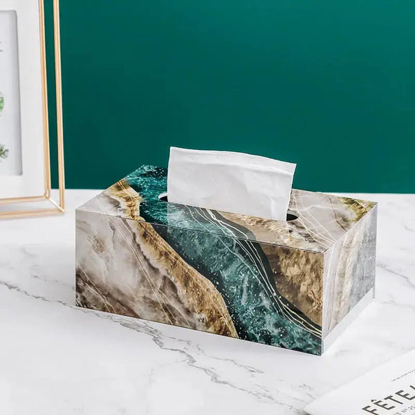 Marble Wooden Tissue Holder