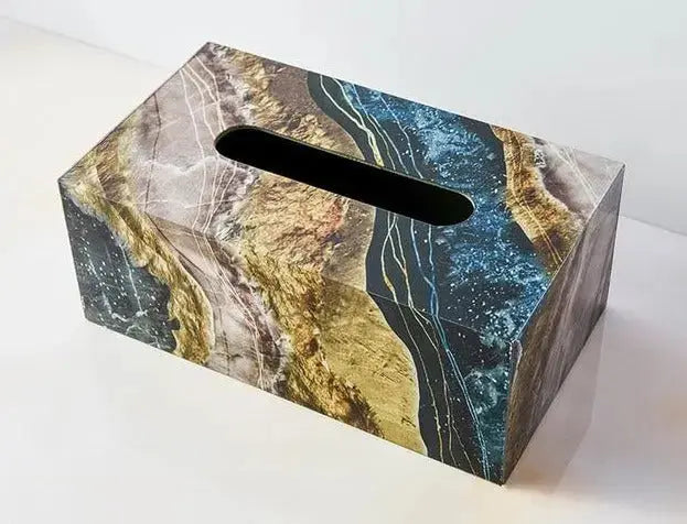 Marble Wooden Tissue Holder