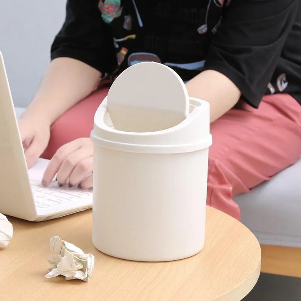 Compact Mini Desktop Trash Bin with Lid – Small Waste Can for Desk, Office, and Home