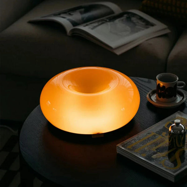 Miravique Donut Lamp – LED Dimmable Orange Table & Wall Lamp, Energy-Efficient Glass Light for Living Room, Bedroom, Dorm