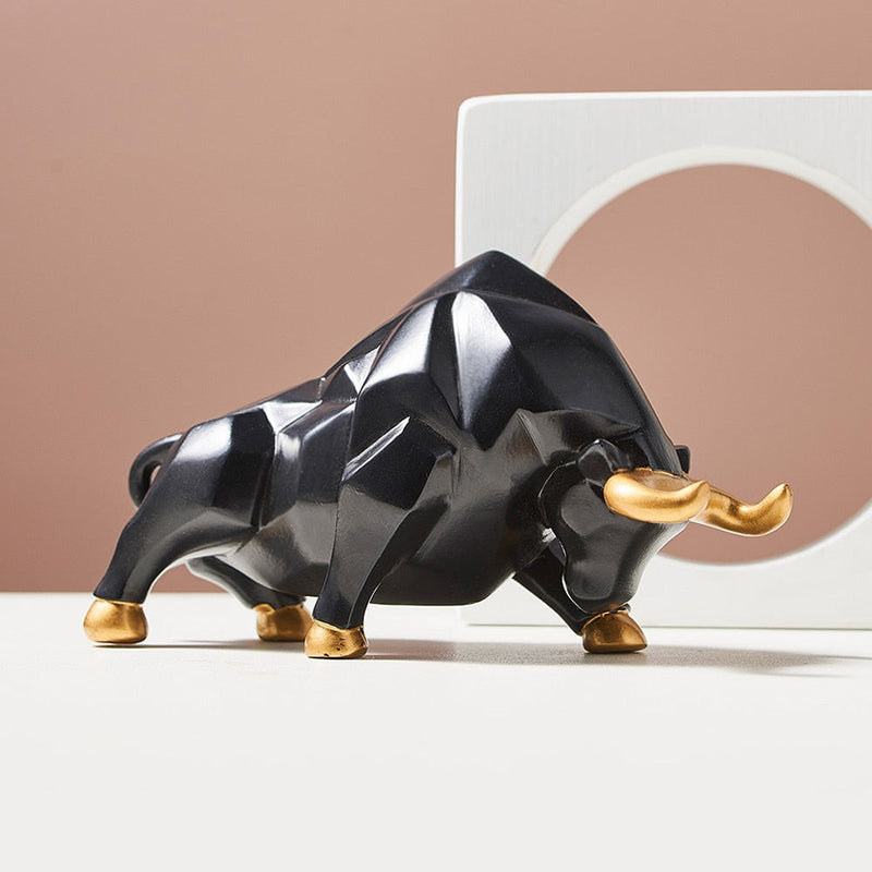 Unique Geometric Bull Figurines | Decorative Resin Art for Home & Gift