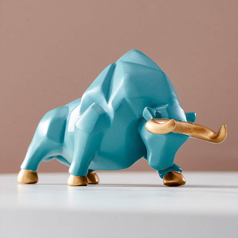 Unique Geometric Bull Figurines | Decorative Resin Art for Home & Gift