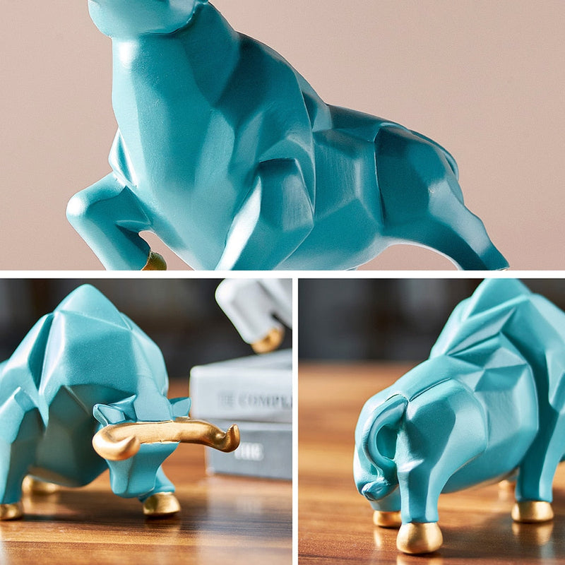 Unique Geometric Bull Figurines | Decorative Resin Art for Home & Gift