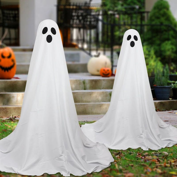 Front Porch Ghost Halloween Decoration Standing With Lighting Chain Battery Powered