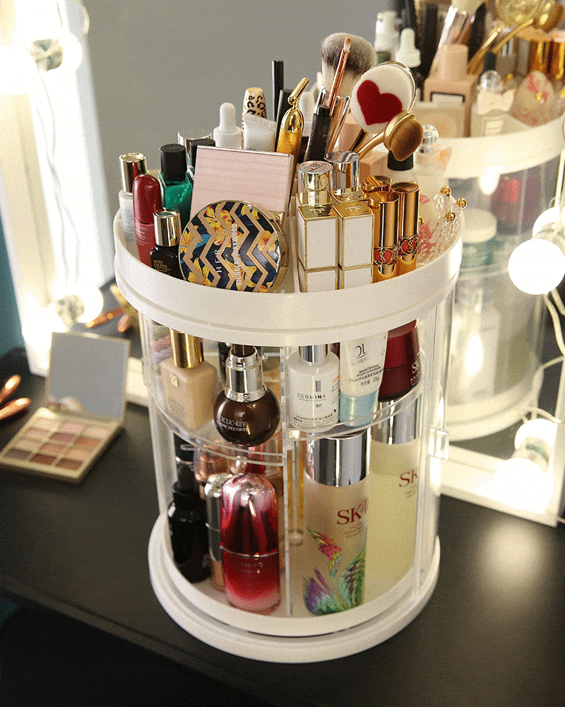 Rotating Enclosed Cosmetics Storage