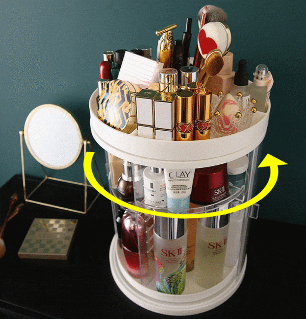 Rotating Enclosed Cosmetics Storage