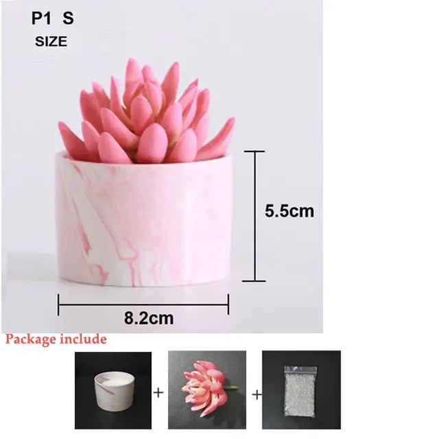 Pink Marble Pattern Pot