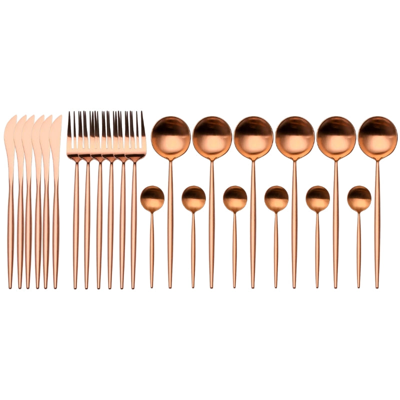 Matte Rose Gold 24-Piece Flatware Cutlery Set