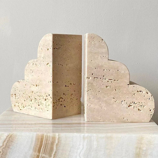 Abstract Marble Travertine Bookends