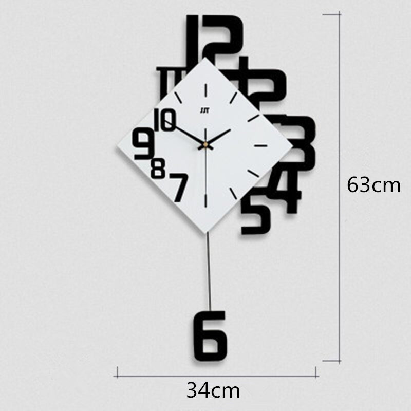 Nordic Wall Clock | Modern Art Swinging Wooden Quartz Clock for Living Room Decor