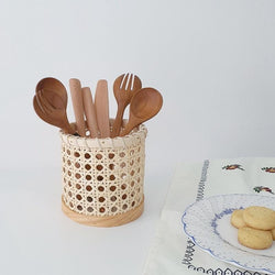 Rattan Cutlery Organizer