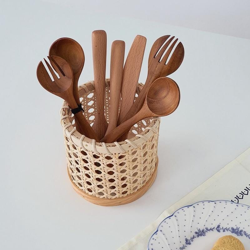 Rattan Cutlery Organizer