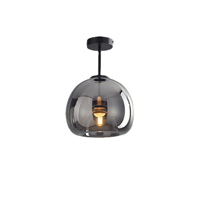 Miravique Copper Glass Semi Flush Mount Ceiling Light