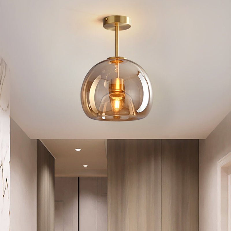 Miravique Copper Glass Semi Flush Mount Ceiling Light