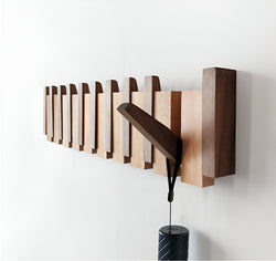 RetroHooks Wooden Piano Wall Shelf with Magnetic Hooks – Stylish Space Saver and Wall Organizer