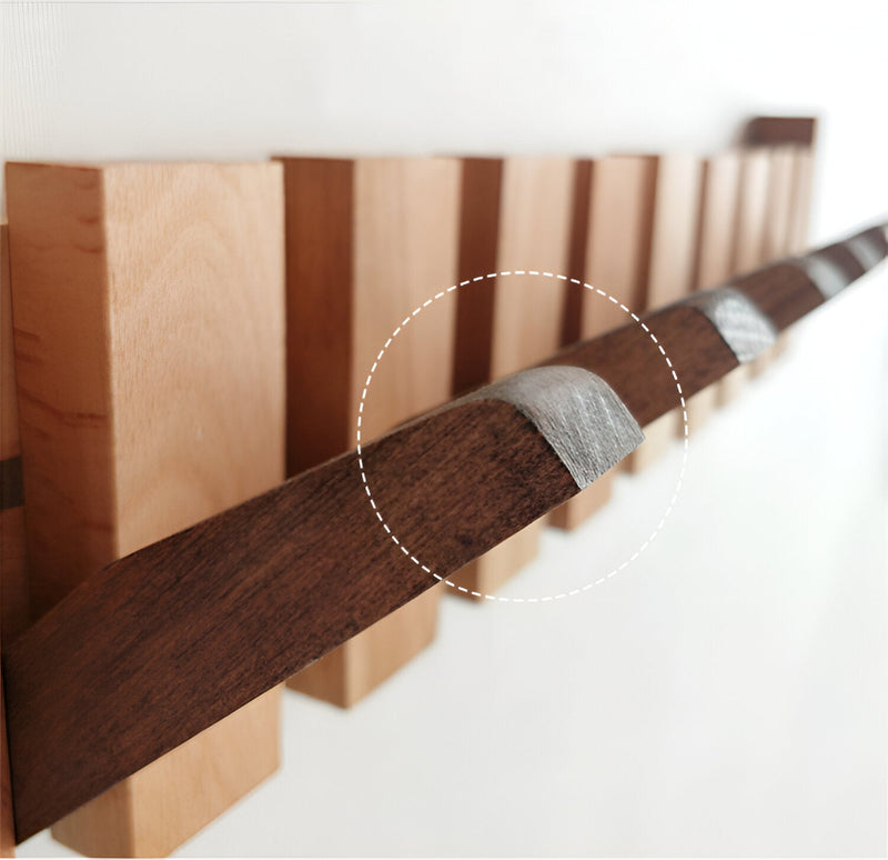 RetroHooks Wooden Piano Wall Shelf with Magnetic Hooks – Stylish Space Saver and Wall Organizer