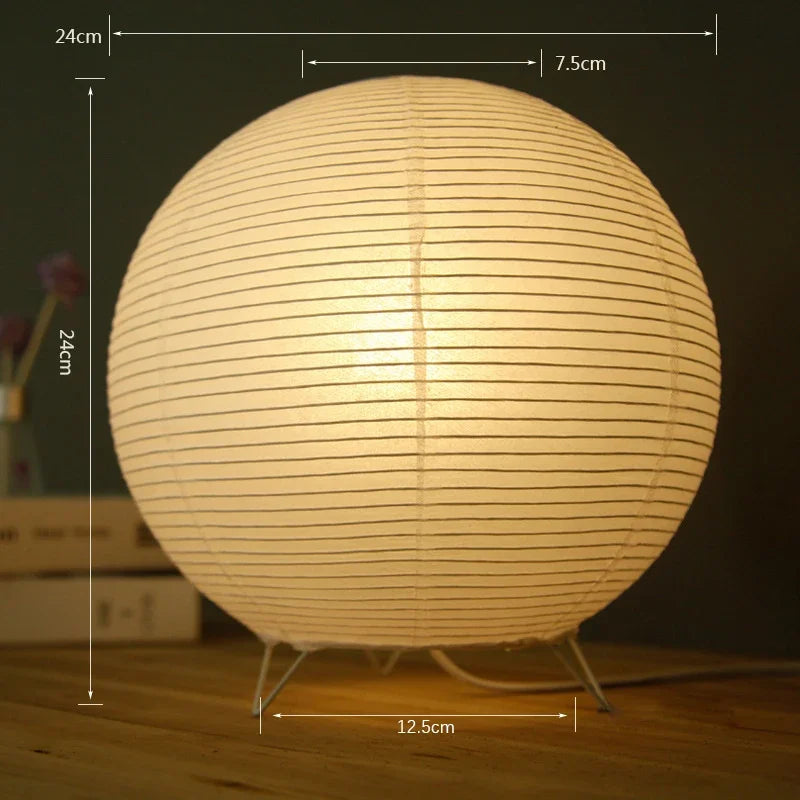 Japanese Wabi-Sabi Rice Paper Cylinder Lantern Lamp – Traditional Floor & Table Lamp with Eastern Design