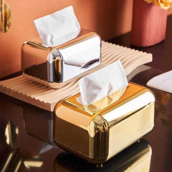 Amandi Luxury Gold & Silver Tissue Holder – Elegant, Durable Organizer for Contemporary Spaces