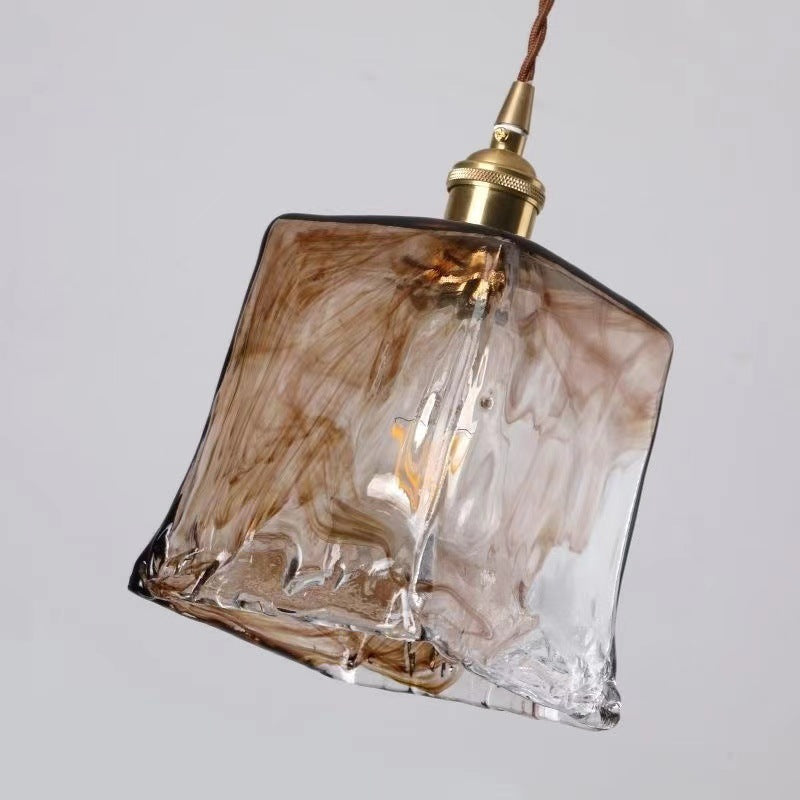 Miravique Brass Amber Glass Pendant Light