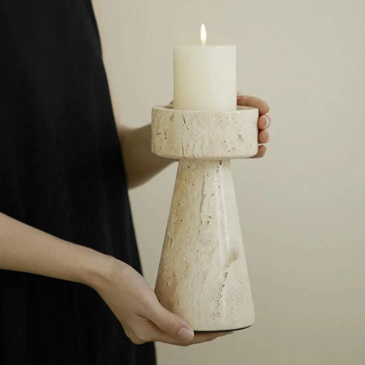 Travertine Stone Candle Holder