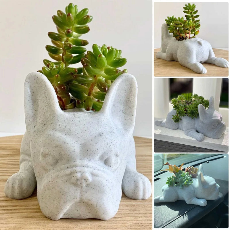 Succulent flower pot - Puppy - Resin Dogs - French bulldog