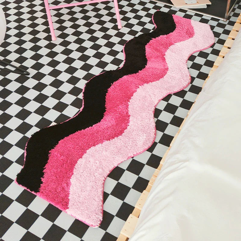 Pink Wave Tufted Runner Rug