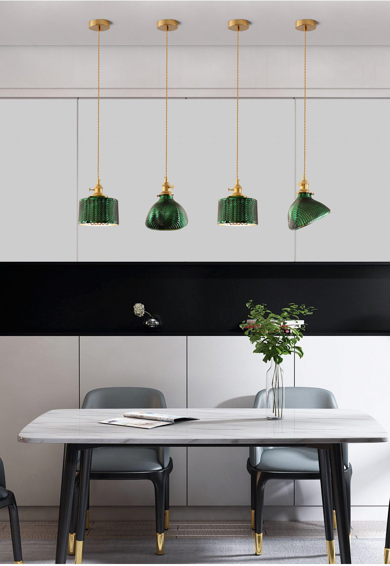 Miravique Minimalist Green Glass Pendant Light