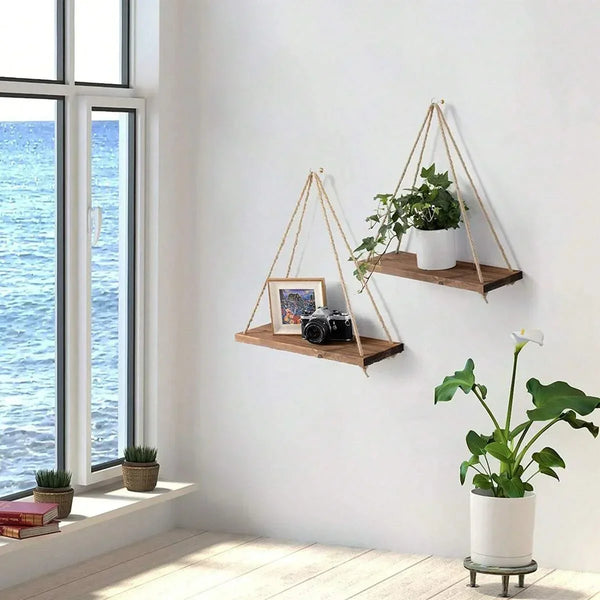 Wall shelf - Wood for plants and photos