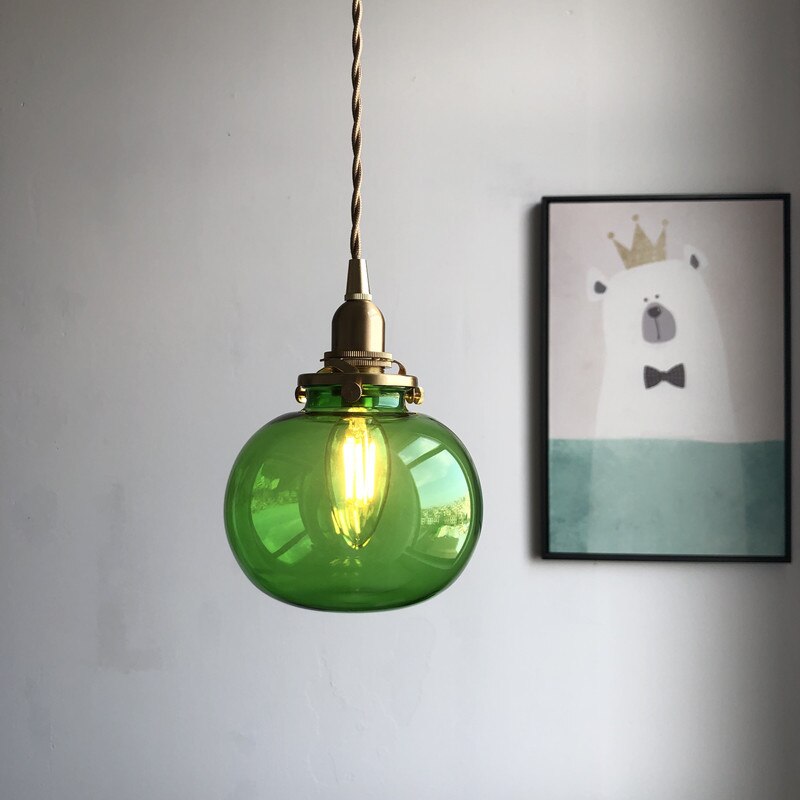 Miravique Style Retro Brass Glass Pendant Lamp