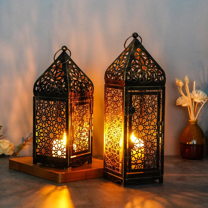 Elegant Bronze Vintage Candle Holder | Handcrafted Metal Lantern for Timeless Atmosphere