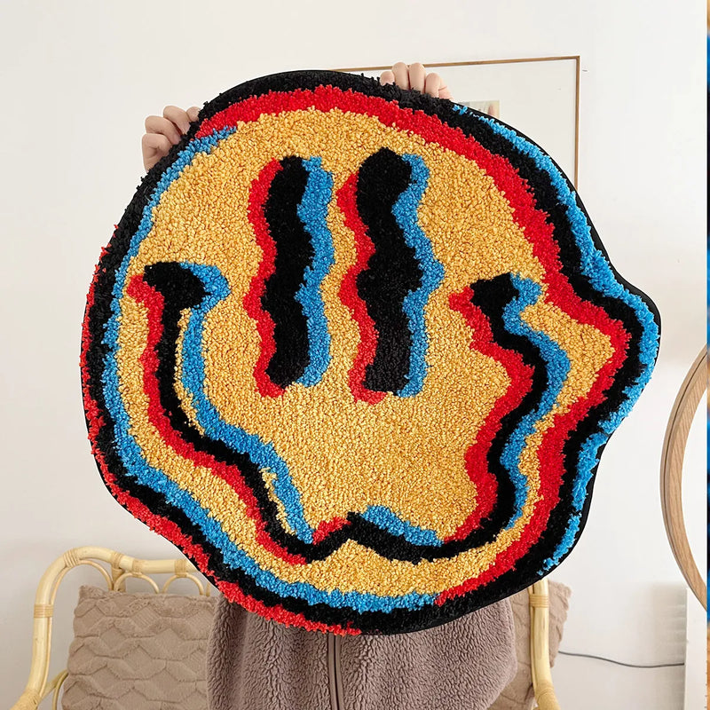 3D Smiling Face Hand-Crafted Rug