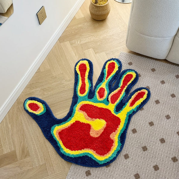 Thermal Imager Palm Shape Handmade Tufted Mat