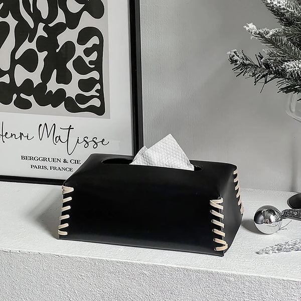 Woven Leather Hand-Crafted Tissue Holder