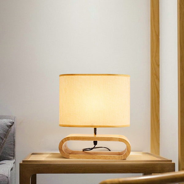 Miravique Linen Cover Wooden Table Lamp