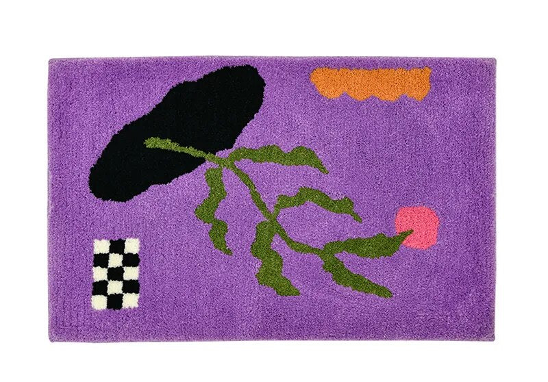 Purple Abstract Design Hand-Crafted Rug