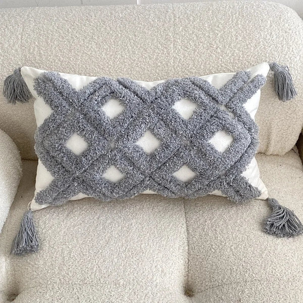 Plush Cushion - 4 Corners Tassel