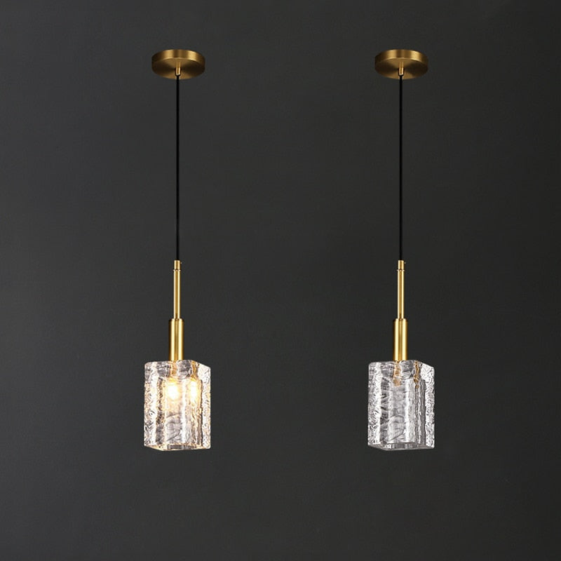 Miravique Glass Crystal Copper Gold Pendant Light