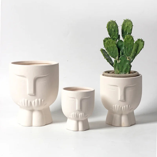 Hermes White Ceramic Potted Planter